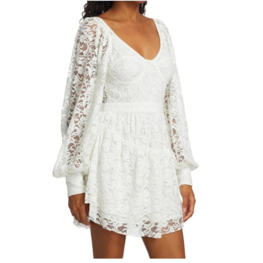 LoveShackFancy Alela Embroidered Lace Long Sleeve Dress 0